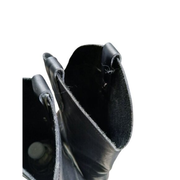 Vulcan Mens 9B Black Leather Cowboy Western Silver Toe Cap Boots Oil Resistant - Picture 6 of 9